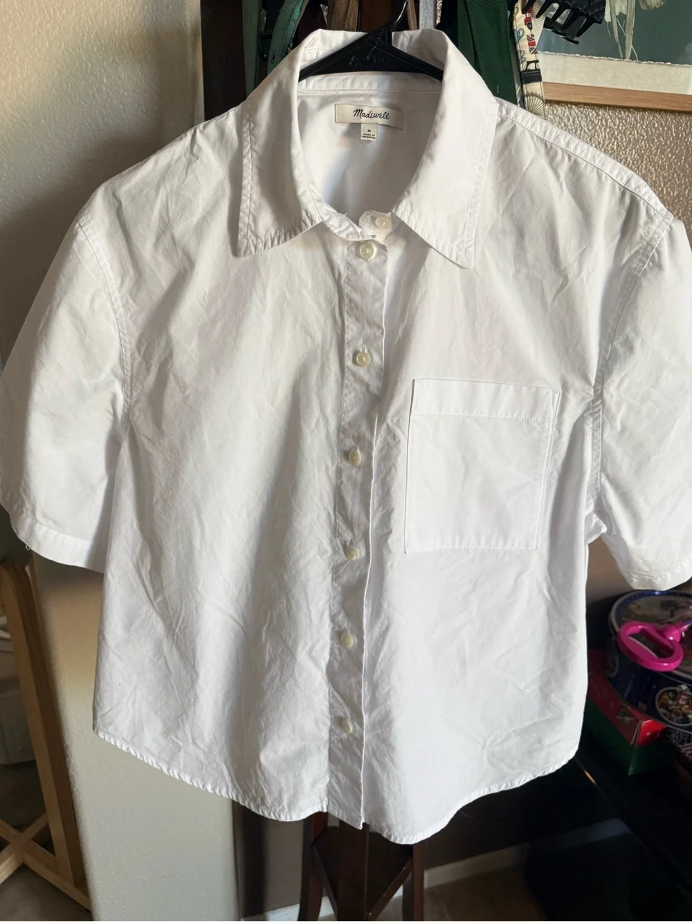 Madewell White Short-Sleeve Button-Front Kids Shirt